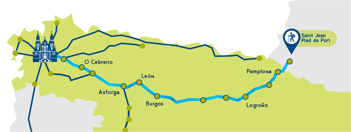 map of camino de santiago french way